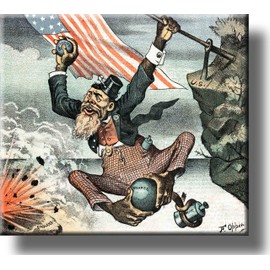 Gorilla Warfare Under The Protection of The American Flag Picture Made on Stretched Canvas Wall Art Decor Ready to Hang!.