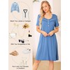 Vlazom Women's Nightdress Round Neck Soft Nighties Buttons Classic Nightgown