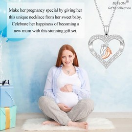 To My Mummy Necklace Baby Bump, Pregnancy Gifts for Mum Expecting New Mum to Be, Silver Heart Baby Feet Necklace for Women Mummy To Be First Time Mum Gift Ideas for Baby Shower Baby Announcement Gift