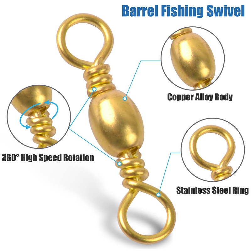 Fishing Barrel Swivels Saltwater Swivel - 60pcs-120pcs Copper Fish Swivels