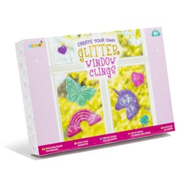 abeec Create Your Own Glitter Window Art for Kids – Make Your Own Window Stickers: Unicorn, Rainbow, Butterflies and More - Gel Window Clings Decorations – Craft Gifts for Girls