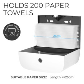 PLUSSEN Paper Towel Dispenser Wall Mount, Adhesive No Drilling Multifold Trifold Cfold Commercial Hand Towel Dispenser,White-PN6015