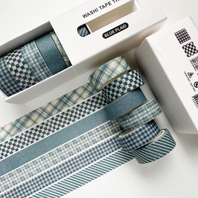 YUBBAEX 6 Rolls Checkered Masking Tape Set Grid Stripe Dots