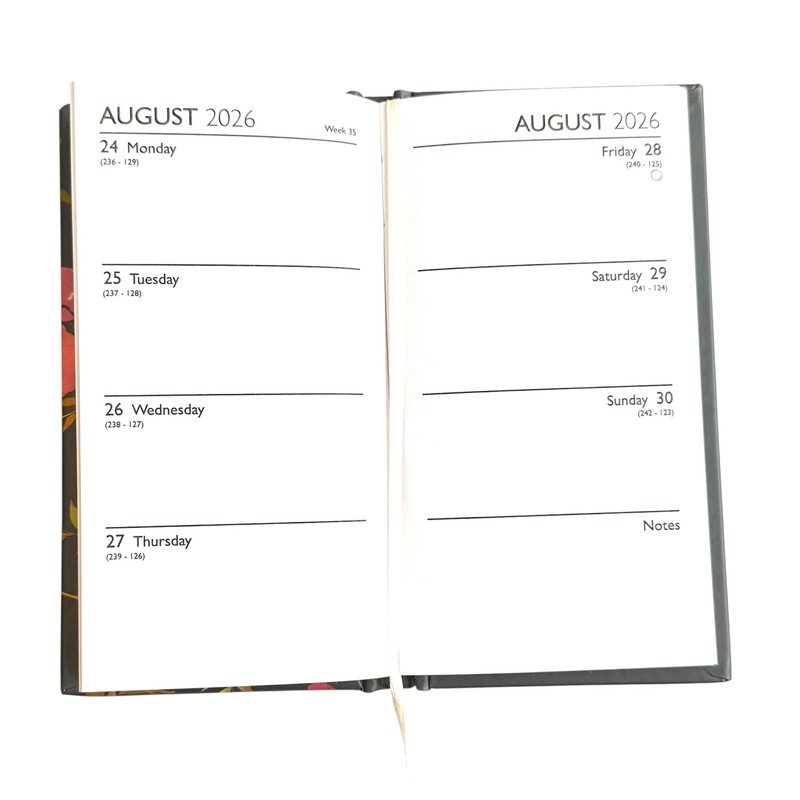 Slim Size 2026 Weekly Planner, Week to View Diary, Hardback