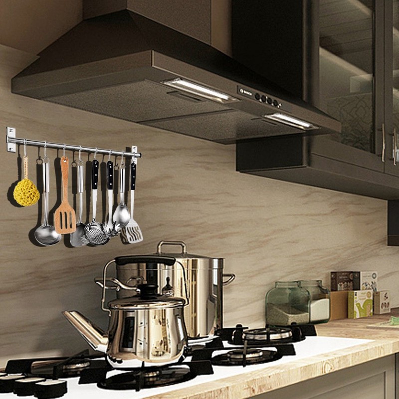 Kitchen Sliding Hooks, Stainless Steel Hanging Rack Rail Organize Kitchen
