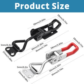 GUOYOU 4 Pcs Adjustable Toggle Clamp Quick Release Toggle Catch Latch Metal Non-Slip Quick Release Pull Latch Tools Holding Capacity Heavy 100kg for Door Cabinet Box Case Trunk Cases Smoker Lid Jig