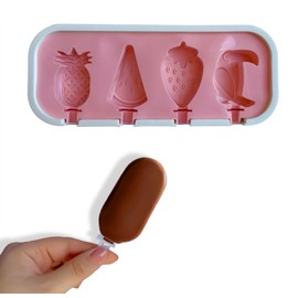 Noguez. Molde para Paletas de Hielo Reutilizable y de Fácil Liberación, Moldes Popsicle, Moldes de Silicona para Helados, Molde de Mini Helado, Ice Cream Mold. (Fruta Piña Rosa)