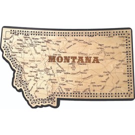 Montana, Big Sky Country Montana Shaped Road Map Cribbage Board