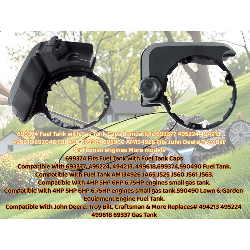 699374 Fuel Tank with Caps for B&S 4-7HP Walk Behind