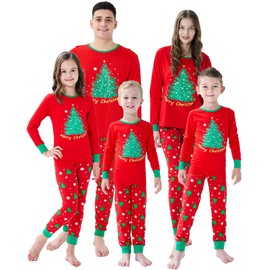 Dolphin&Fish Matching Family Christmas Womens Pajamas Christmas Tree Womens Pjs Sleepwear Size L Red