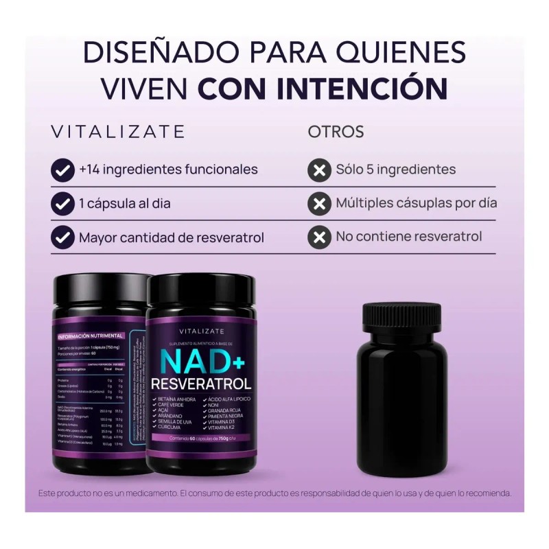 Nad+ Resveratrol Vitalizate 14+ Ingredientes 60 Cápsulas