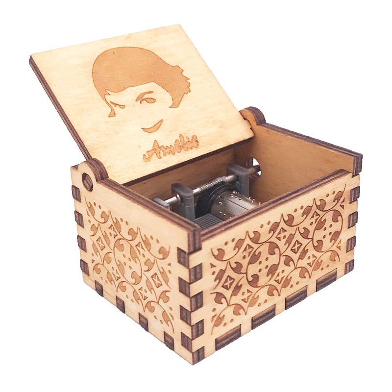 Amelie Music Box Hand Crank Musical Box Carved Wooden,Play The