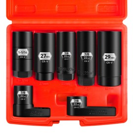 BLACKROBOT 7-Piece Oxygen Sensor Socket, 3/8" & 1/2" Drive 7/8" (22mm), 27mm, 29mm, O2 Sensor Remover Tool, Compatible with Oil Pressure Units, Thermal Sensor and Diesel Injectors, CR-V Steel