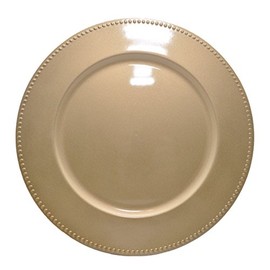13 Inch Beaded Gold Plate Charger Set of 4
