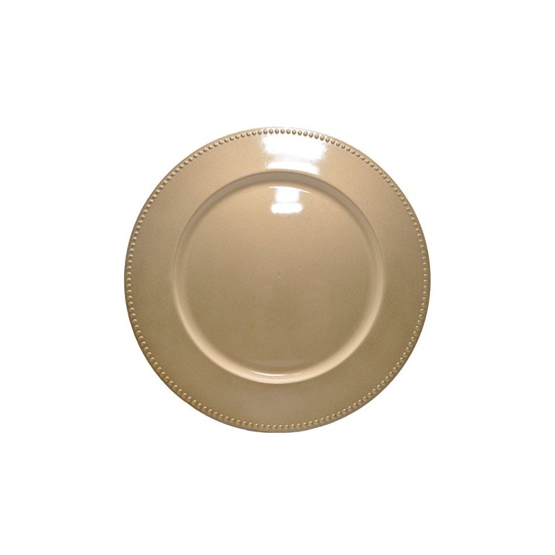13 Inch Beaded Gold Plate Charger Set of 4