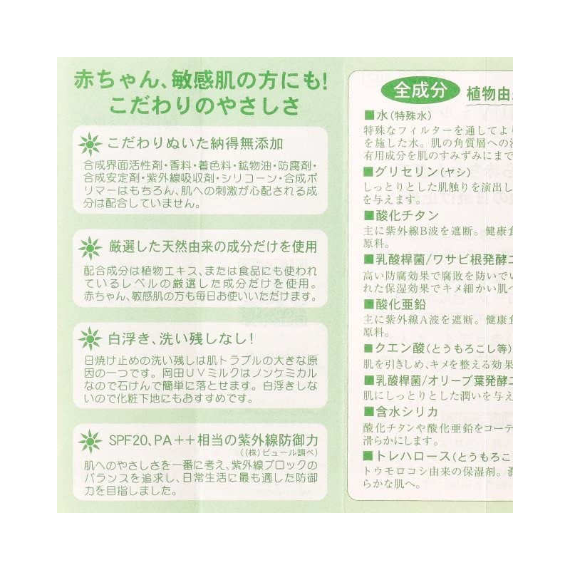 OKADA Natural Derived 100% UV Milk (Sunscreen), 1.8 oz (50