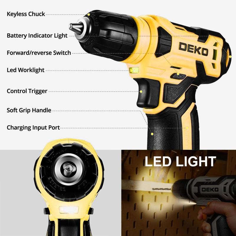 DEKO PinkTool 8V Cordless Drill Tool Kit for Women, 126-Piece