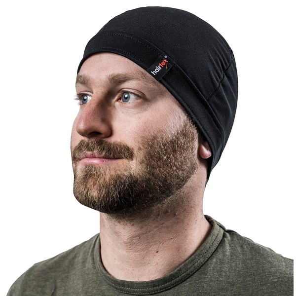 hairtex Stable hat with elastic band, reliably protects against odours, waterproof material, dirt-resistant, breathable, black