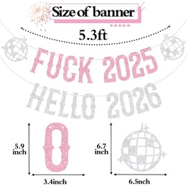 Banner de Hola 2026 con Purpurina Rosa, decoración para Fiestas navideñas y de Año Nuevo 2026.