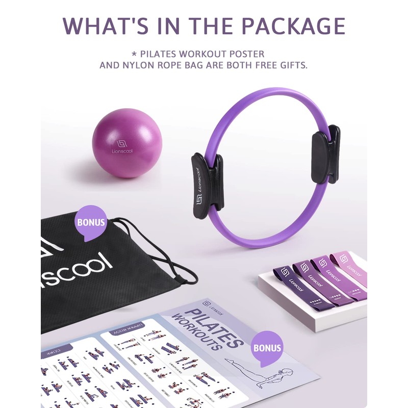 LIONSCOOL Pilates Ring Set (Purple)