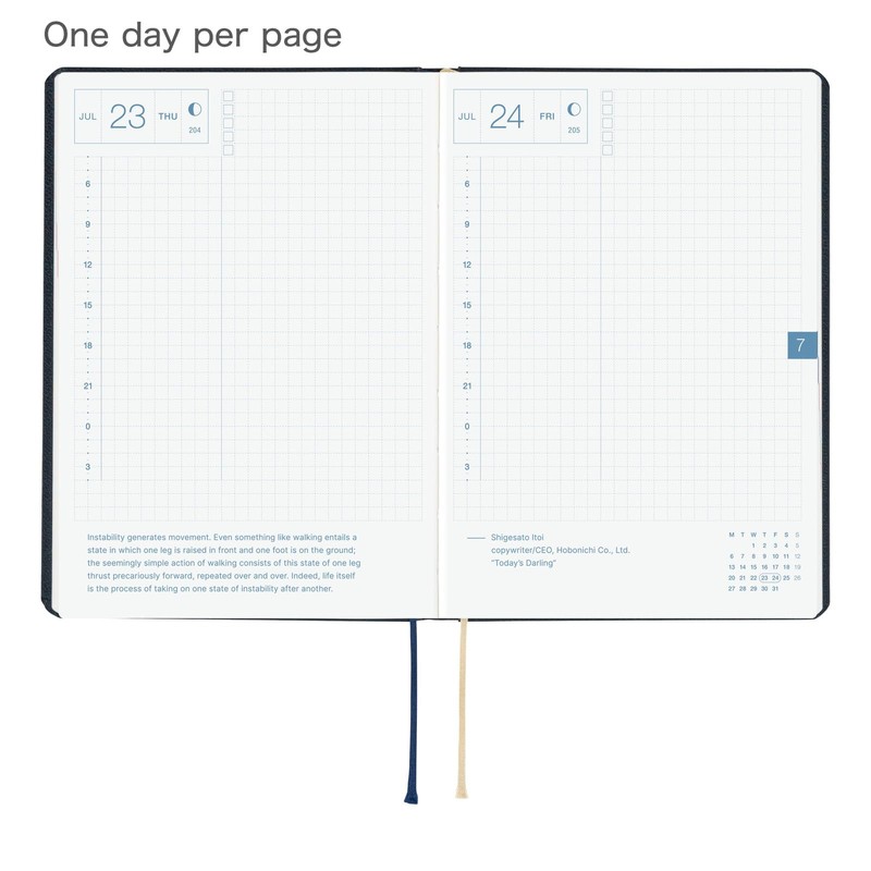 ほぼ日 Hobonichi Techo HON A6 2026 - Slash (Navy) (English,