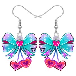 Cute Valentines Day Gifts Heart Earrings Dangle Acrylic Heart Jewelry for Women Girlfriends Charms, Acrylic, No Gemstone