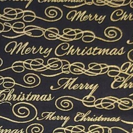 David Textiles Merry Christmas Black Fabric Metallic WINDHAM All Cotton Fabric HALF YARD BTHY