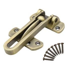 Door Lock Latch for Home Security - Swing Bar Door Guard for Front and Inside Door, Safety Childproof Reinforcement Door Stopper for Kids Home Hotel Apartment, Thicken Stainless Steel Antique Bronze