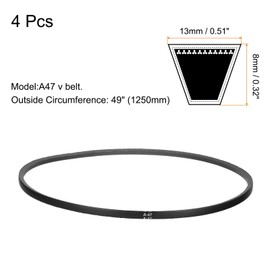 sourcing map 4pcs A47 or 4L490 Classic Wrapped Rubber V-Belt, 47"(1200mm) Length