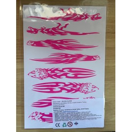 1 Sheet 270 mm x 180 mm – Flames Fire Pink Sticker Motorsport Motocross Car Scooter Tuning Sticker Weatherproof Model Making
