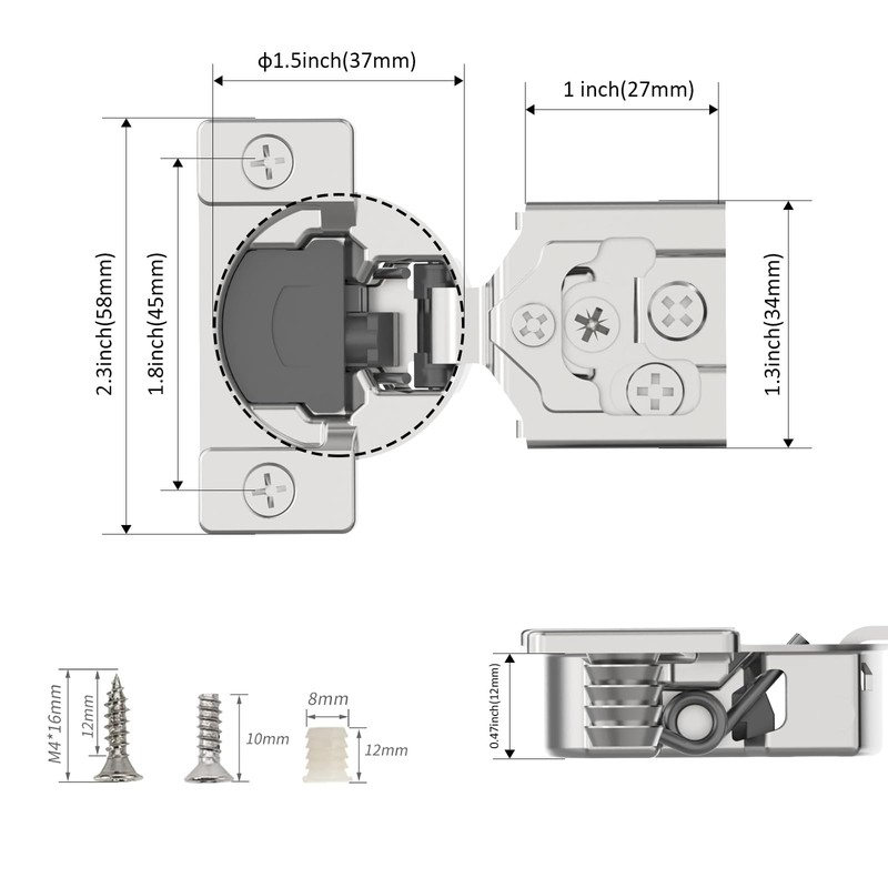 Amerdeco 10 Pack 3/4" Soft Close Cabinet Hinges - Stainless