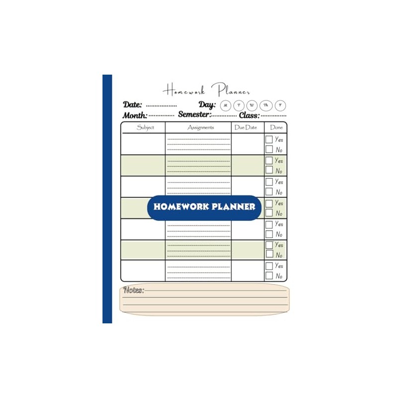 HOMEWORK PLANNER: Assignment Tracker For Elementary, Middle and High School