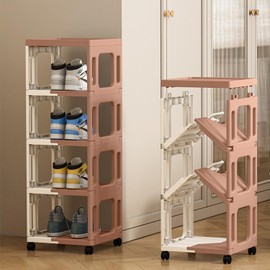 Yagizaai Vertical Shoe Rack with Wheels – 5-Tier Foldable Narrow Storage Organizer, 10.6 x 10.2 x 30.7 Inches, Space-Saving Shoe Shelf for Small Spaces, Entryway, Bedroom, Hallway