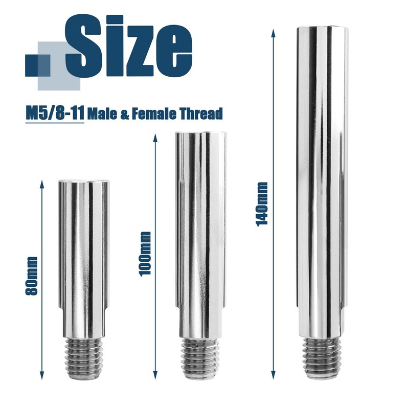 Bestgle 3 Pcs Angle Grinder Extension Shaft Set M5/8-11 Thread