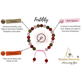 Bracelet for Fertility Luck Manifestation - Fertility Crystals Carnelian Unakite Rose Quartz Bracelet Set for Men Women Healing Calming Anxiety Stress Relief Gifts (Adjustable)