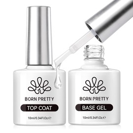 BORN PRETTY Gel Nail Top Coat, Base Coat, 10 ml, 2-Piece Set, Non-Wipe, No Wiping Required, Large Capacity, For Gel Nails, UV/LED Compatible, Color Gel Nails