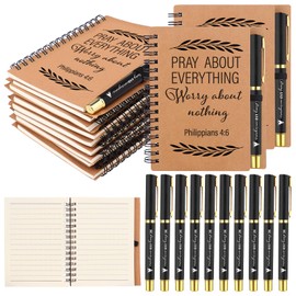 Haiabei 20 Pcs Christian Gifts Bulk with Black Bible Verse Spiral Notebooks Sunday School Prayer Journals Religious Inspirational Scripture Pens for Church Men Women Scripture Prayer Bible Study