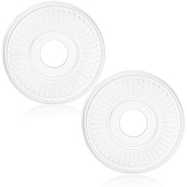 Liliful 2 Pieces PU Ceiling Medallion for Light Fixtures White Ceiling Light Decorative Fan Medallion Lighting Ceiling Ring Covers 13"OD x 3.5"ID Molded Round Ceiling Medallions for Chandeliers Home