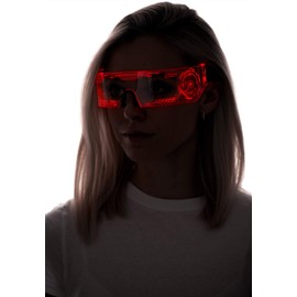 ASVP Shop Cyberpunk LED Visor Glasses - Perfect For Cosplay and Festivals - Cybergoth - Cyberpunk Glasses Goggles (Red)