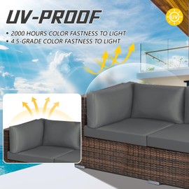 Patelai 11 Pcs Waterproof Patio Cushion Covers for Outdoor Sectional Furniture Wicker Rattan Patio Sofa Couch Chair Seat Pillow Slipcovers, 3 Sizes Covers Only (25.4 x 25.4X 3.54,Gray)