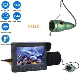 MOUNTAINONE Underwater Camera 4.3" LCD Monitor Fish Finder IR LED Night Vision for Fishing lakes, boats and ice (15M, G-Green)