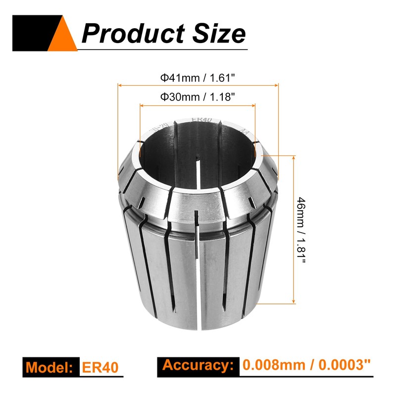 sourcing map Spring Collet Chuck ER40 30mm 65Mn Spring Steel