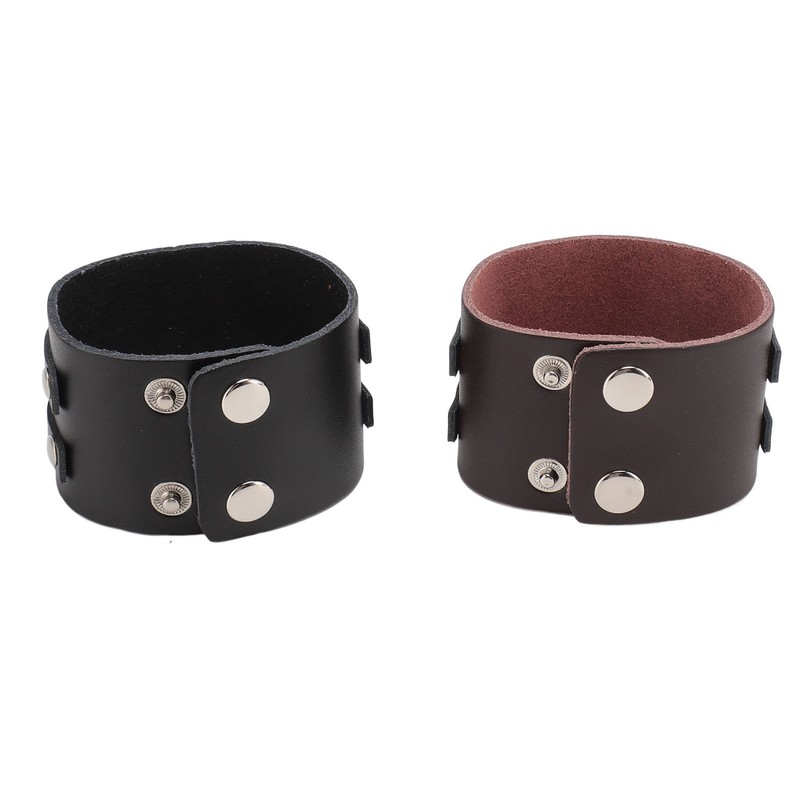 2pcs Wide PU Leather Bracelet Wrist Cuffs Punk Cuff Bracelet