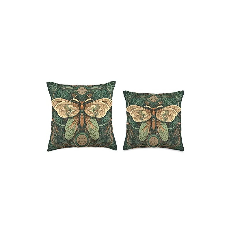 Moth Art Nouveau Throw Pillow