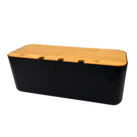 Cable Box, Socket Box, Cable Collector, Storage Box for Cable Management, Charging Cable, ABS Plastic with Ventilation, Wooden Texture Organiser 30 x 11.5 x 11 cm