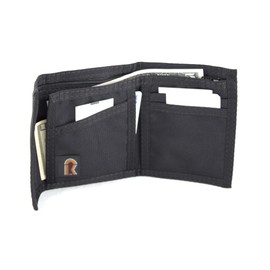 Bifold ID Wallet. Outside ID Window. Nylon w/Hook n Loop Closure. Made in USA. (Black)