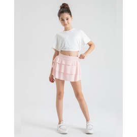 Zqajuxg - Falda atlética para niñas, suave y transpirable, con pantalones cortos integrados y bolsillos, atuendo deportivo para correr la escuela, Rosa claro, 8-9 Años