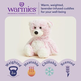 warmies Microwavable & Weighted Stuffed Animals, Pink Bear - Heated Stuffed Animal Plushie for Warmth & Comfort - Cute Soft Plush Toys for Adults & Children (Boys, Girls, Babies & Toddlers)