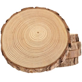 ZOENHOU Pack of 5 16-18 cm Wooden Discs Round Tree Discs Natural Unfinished Wooden Circles Wood Log Discs Undrilled Wooden Circles without Hole for DIY Crafts Art Painting Christmas