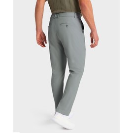 SNOWTEN Mens Golf Pants Classic Fit Stretch Work Dress Pants 32'' Quick Dry Lightweight Casual Comfy Pants with Pockets Grey 35w × 32L